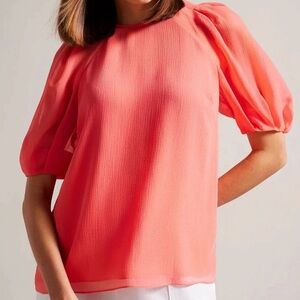 Ted Baker Natelie Boxy Top with Puff Sleeves - NWT